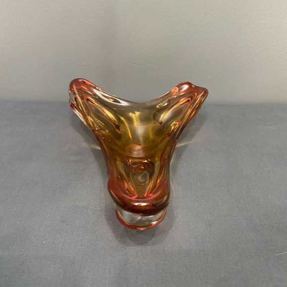 VTG Mid Century Murano Style Trinket Dish Or Ashtray Golden Amber Yellow Retro - Picture 5 of 17